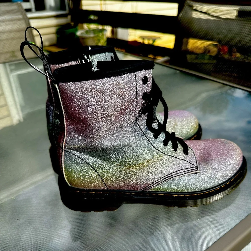 Junior Girls rainbow Glitter Doc Dr. Air Wair Martens - Picture 4 of 5